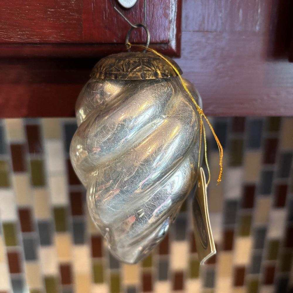 Vintage Kugel ribbed pinecone  glass ornament